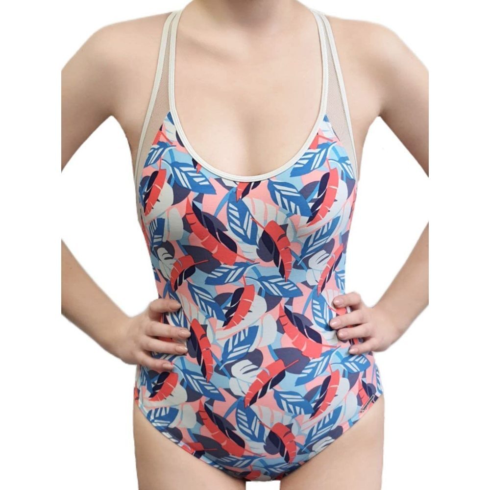 Vince Camuto Women's Rainforest Racerback One-Piece Swimsuit, 8, White Multi